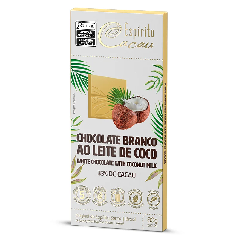 TABLETE DE CHOCOLATE 33% BRANCO AO LEITE DE COCO 80G